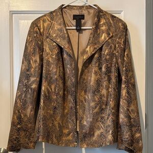 Investments Women’s Gold and Brown Snake Print Blazer Size 12
